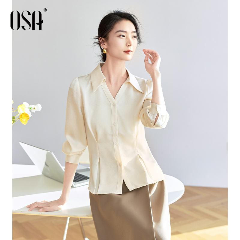 OSA法式复古泡泡袖设计感衬衫