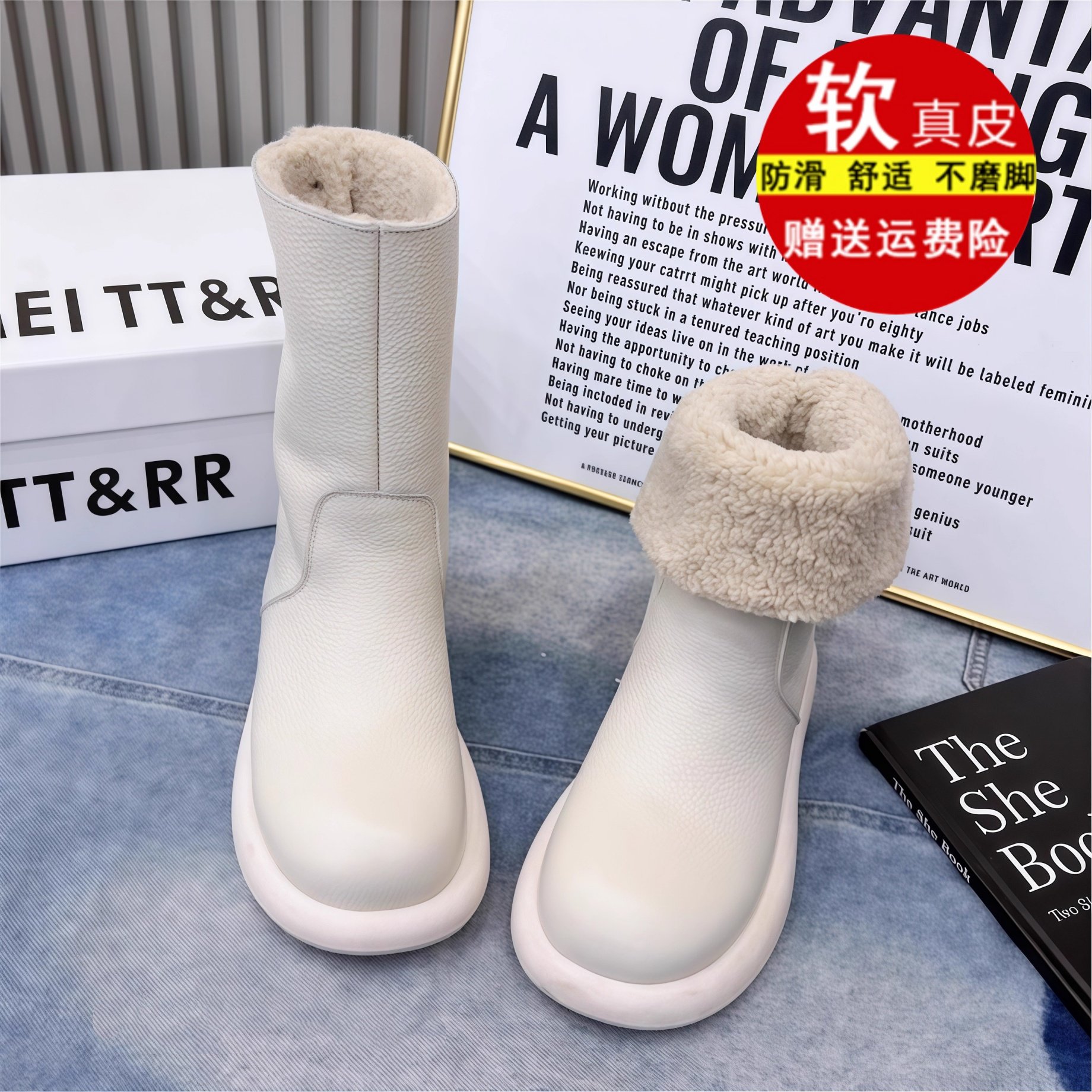 欧货真皮马丁靴女2025冬新款平底网红两穿雪地靴加绒短靴保暖棉靴,女鞋,时尚雪地靴,淘宝优惠券,粉丝福利购,淘宝优惠卷