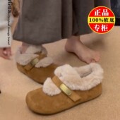 一脚蹬毛毛鞋 复古内增高勃肯鞋 冬季 加绒保暖雪地棉鞋 女款 2025新款