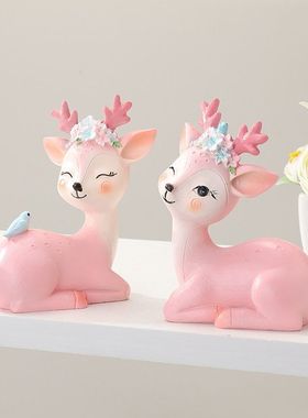 可爱情侣鹿创意房间装饰品办公室