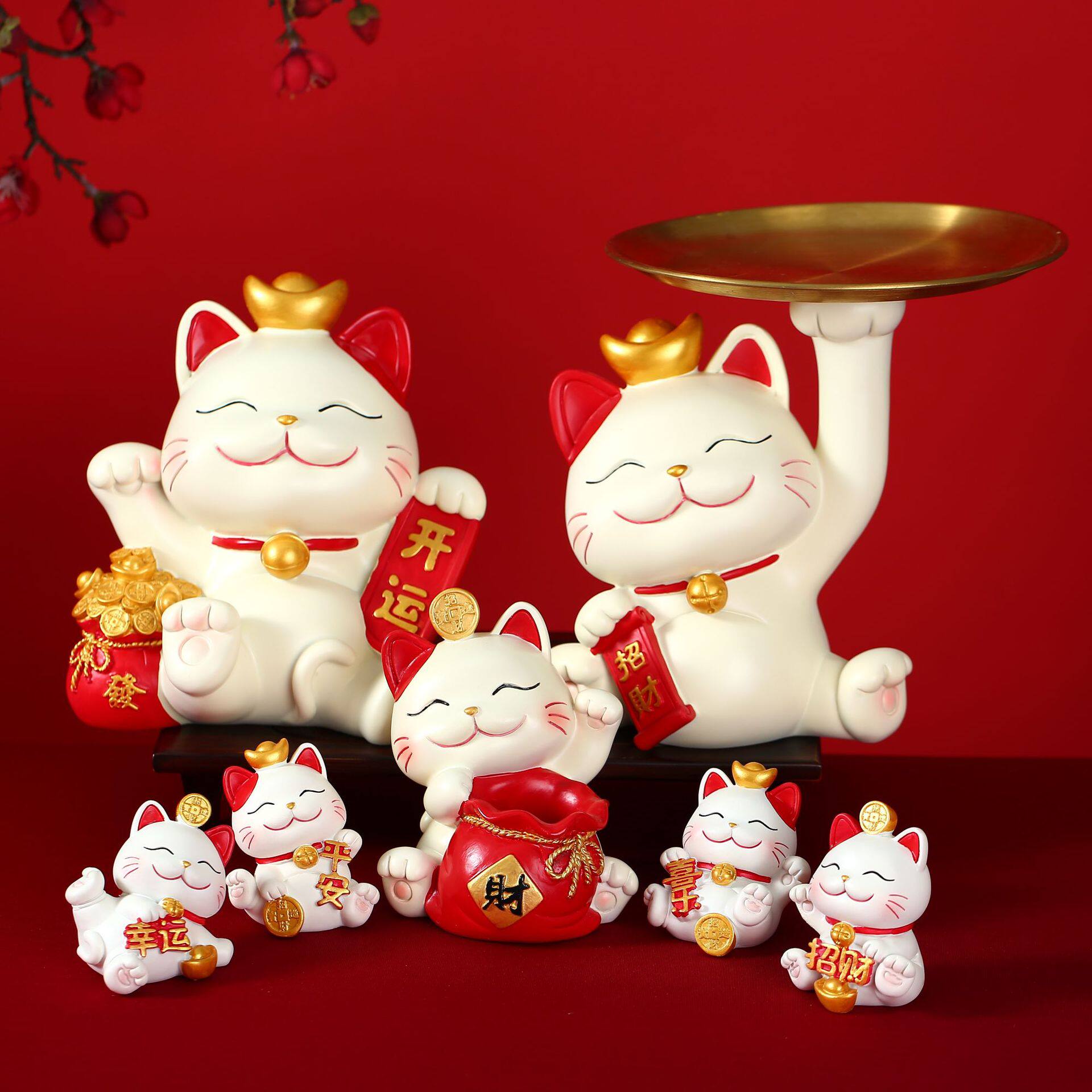 创意喜乐招财猫家居摆件卡通招财玄关置物架乔迁新居送礼佳品摆设
