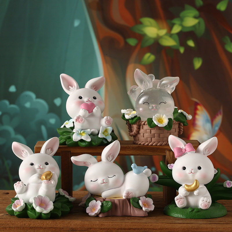 新款密林深处有萌兔盲盒手办可爱小兔子摆件生肖兔年工艺礼品