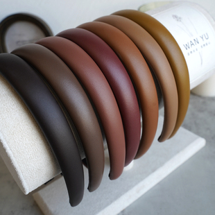 2cm手工定制真皮光面发箍高级感压发头箍时尚秋冬复古发卡防滑