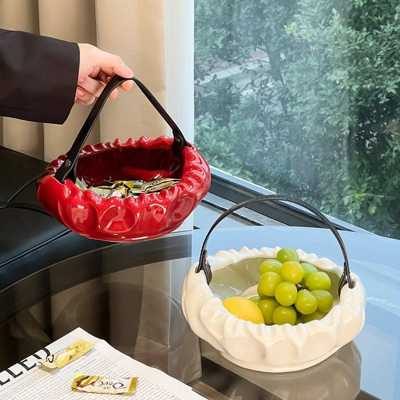 尊慕斯复古风手提水果篮客厅茶几高颜值水果盆干果糖果零食摆放盘,餐饮具,水果叉/水果签,淘宝优惠券,粉丝福利购,淘宝优惠卷