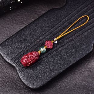 天然朱砂紫砂钟馗手机链汽车情侣钥匙扣男女本命年挂件包包挂饰