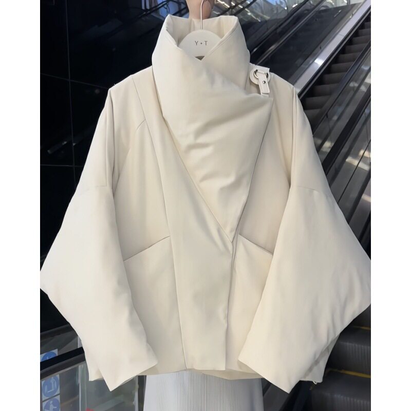 短款大翻领棉服女冬季2026年新款感小众宽松保暖面包服外套