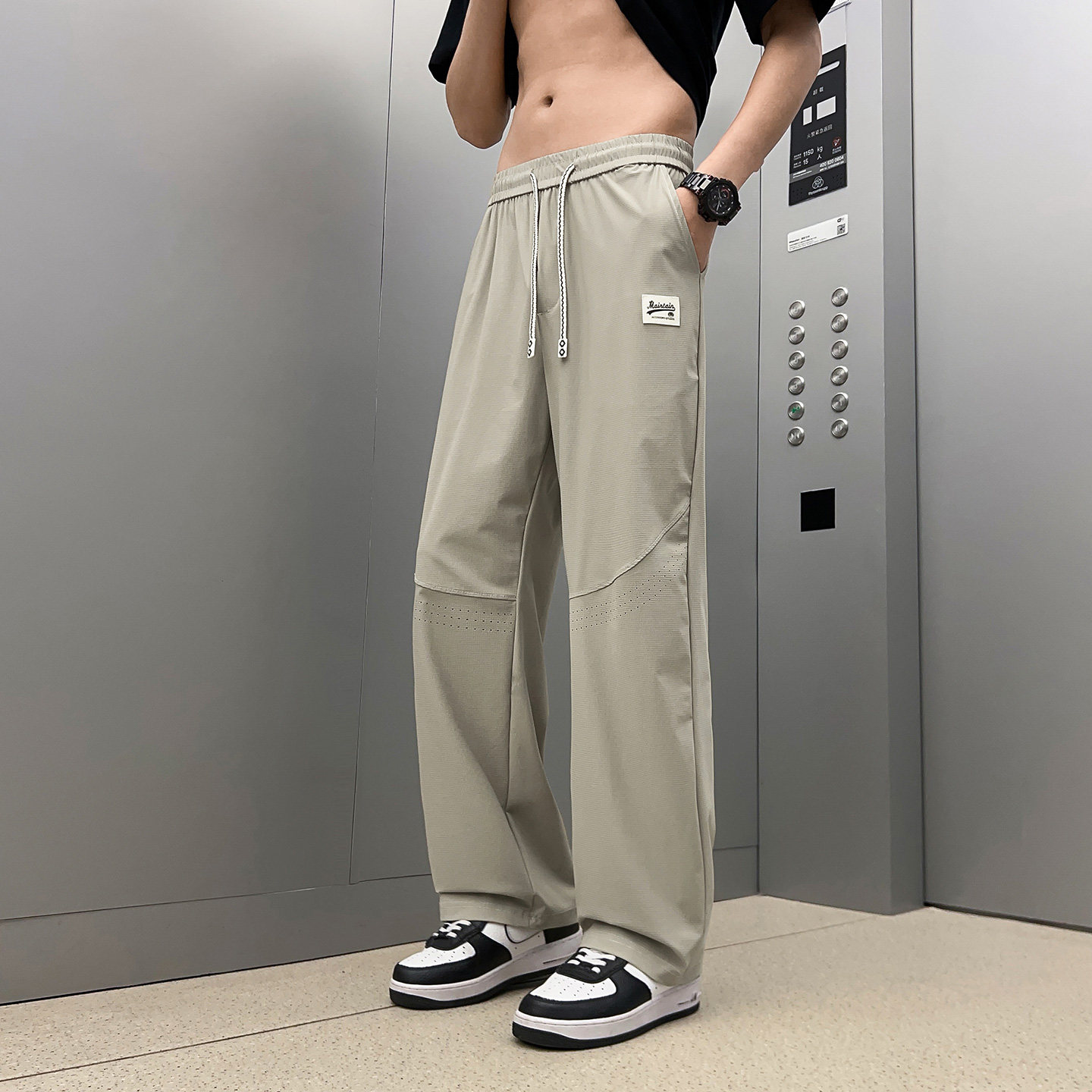 冰丝男加肥加大士休闲裤夏季薄款速干直筒裤宽松透气高弹运动长裤