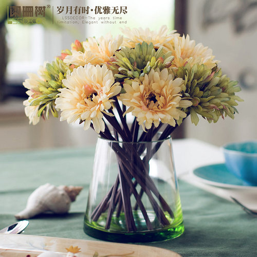 阑珊树油画非洲菊小罐子仿真花