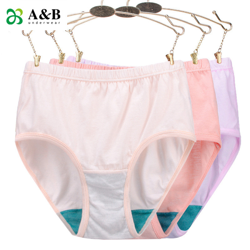 3条ab女士内裤女纯棉宽松大码高腰全棉妈妈抗菌红色三角内裤2822