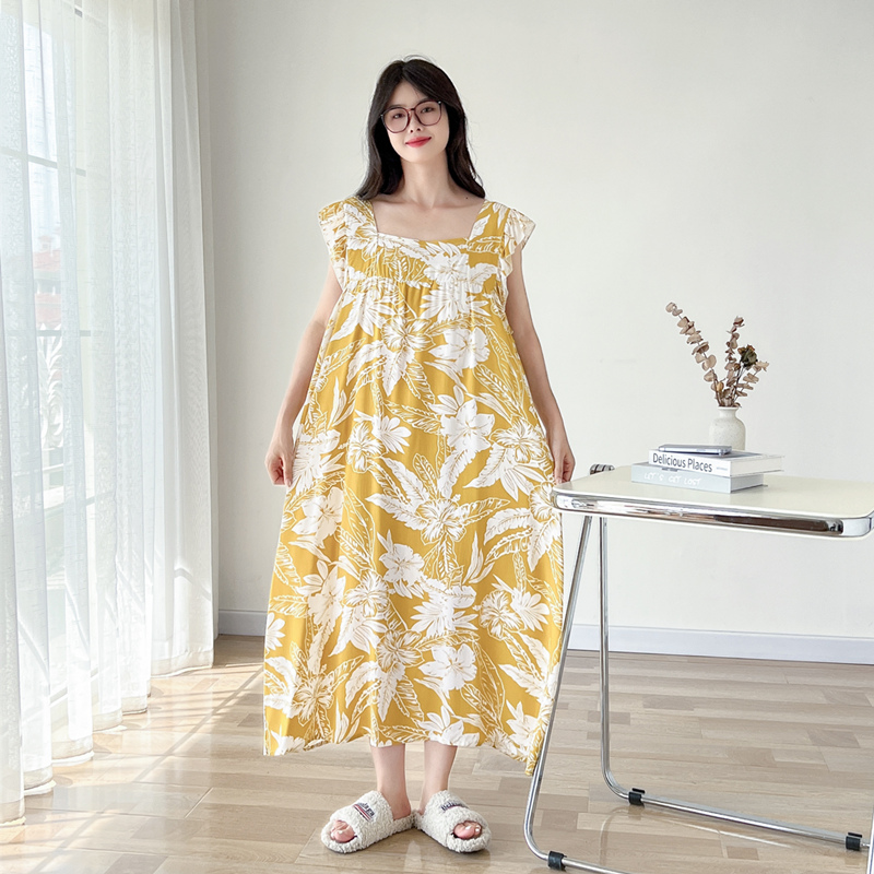 小飛袖棉綢夏季韓版大碼睡裙女
