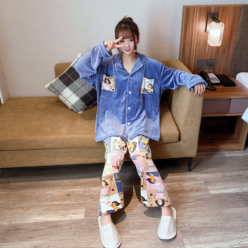 加大码卡通珊瑚绒秋冬mm220睡衣