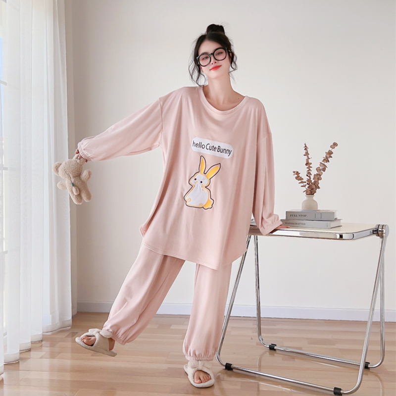 秋冬季卡通刺绣珊瑚绒大码睡衣女