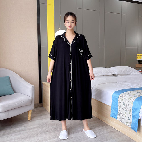 莫代尔夏季薄款简约大码睡裙女