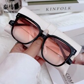 网红渐变落日粉色墨镜女大脸方框感ins太阳镜男防晒腮红眼镜时尚