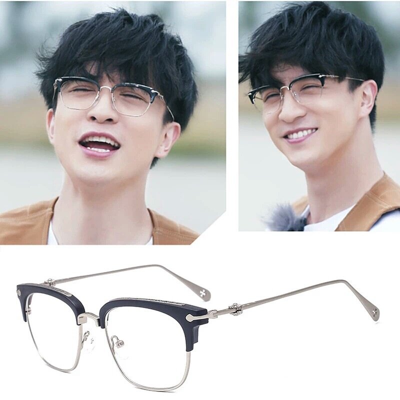 薛之谦同款眼镜框男潮复古半框近视眼镜女防辐射眼镜架平光镜眼镜