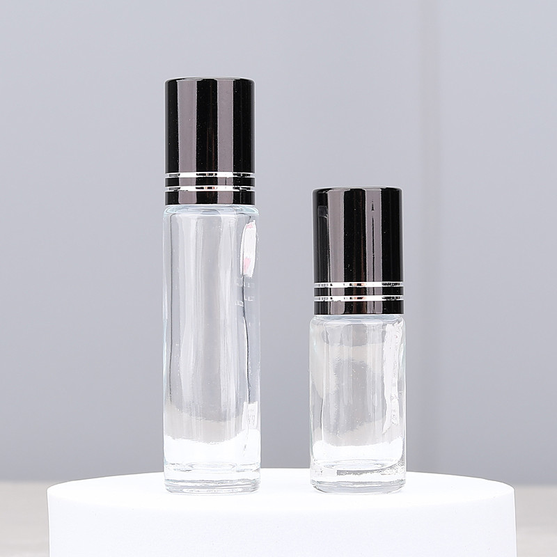 Z019-5ml10ml透明玻璃滚珠瓶金属盖精油走珠瓶化妆品小样分装瓶