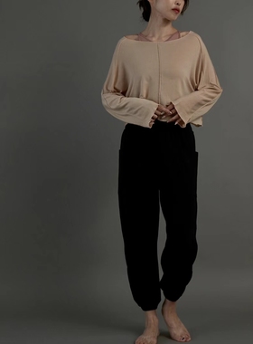 清仓7折 routine卤丁高腰提臀两侧大口袋宽松灯笼裤喇叭裤九分裤