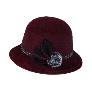 中老年人帽子女秋冬季女士毛呢盆帽加厚中年妈妈渔夫帽老人奶奶帽