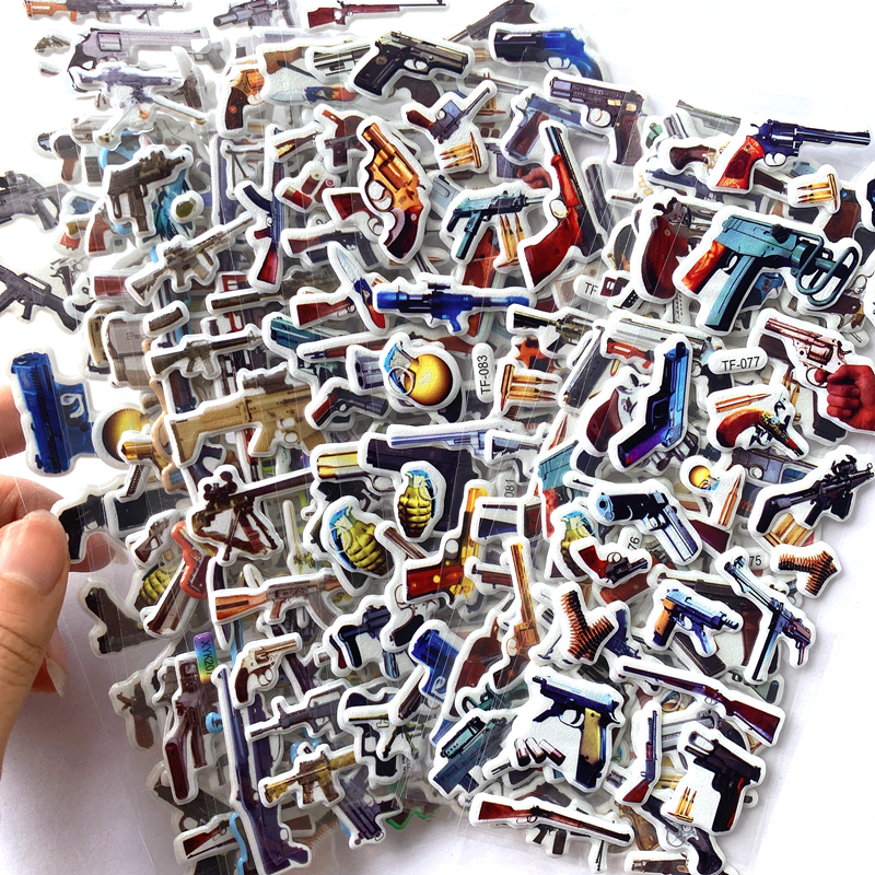 手枪AWM 98K狙击枪M416卡通武器儿童贴纸AK贴画男孩贴纸