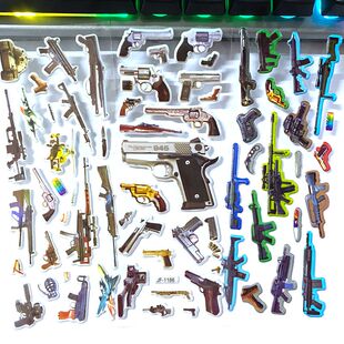 手枪AWM 98K狙击枪M416卡通武器儿童贴纸AK贴画男孩贴纸