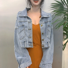 韩版 复古宽松短款 牛仔外套女学生 网红ins潮夹克上衣2019秋季 新款