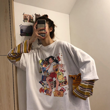 洋气百搭春秋长款 T恤女 网红长袖 新款 宽松假两件上衣秋季 2019韩版