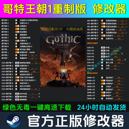 哥特王朝1重制版Gothic 1 Remake修改器Steam辅助科技 不含游戏