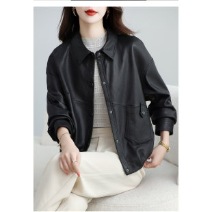 头层绵羊皮外套夹克时尚 新款 百搭 2026春季 正宗海宁真皮皮衣女短款