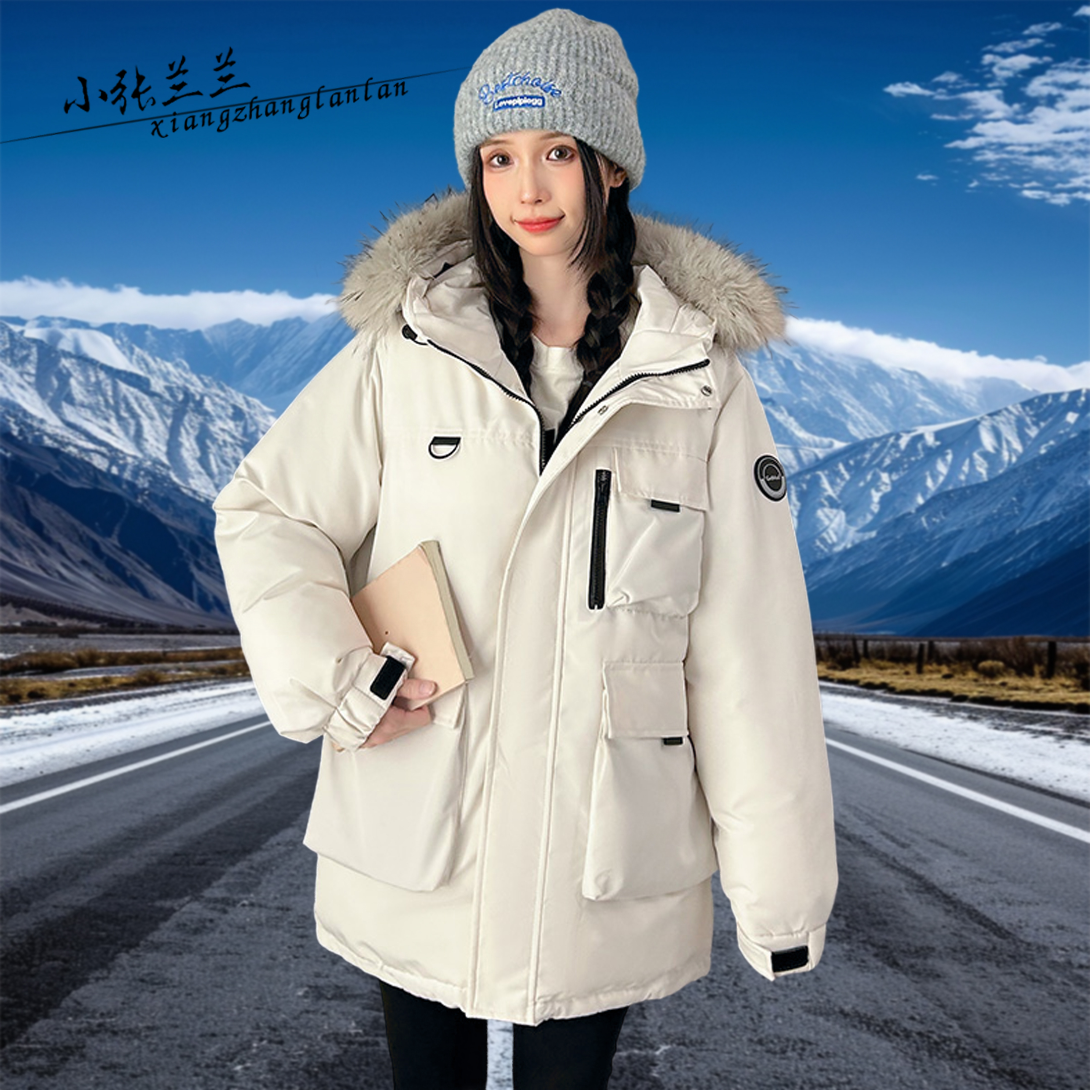 工装棉服派克服女冬季加厚韩版宽松大毛领美式情侣羽绒棉袄外套爆