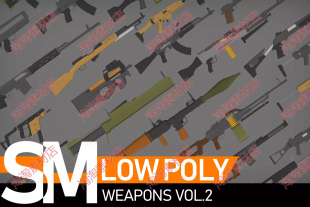 Unity3d Low Poly Weapons VOL2 低模低多边形武器模型70支枪模型