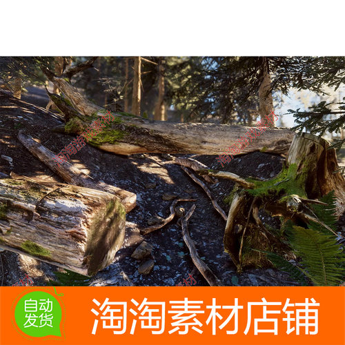 Unity Mountain Forest Trunks and Roots 1.3.1 包更 森林树木