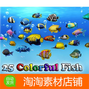 Unity Colorful Sea-Fish Pack 1.1 海洋鱼类动作3D模型角色动物