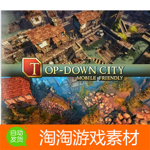 Unity3d Top-Down City v1.0中世纪城镇房子森林模型素材包