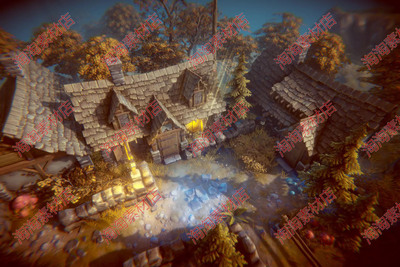 Unity3d Top-Down Assets 1.2 梦幻神秘森林树木废墟小屋场景模型