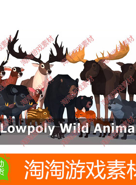 U3D LowPoly Wild Animals 1.0卡通低多边形森林野生动物动画模型