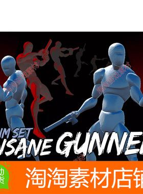Unity3d Insane Gunner AnimSet 1.0 射击抢手人物动画动作