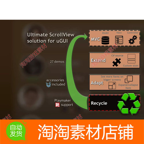 Unity Optimized ScrollView Adapter V5.1.2 滚动滑动视图列表UI
