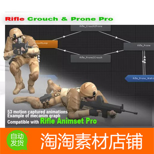And Crouch Prone Pro 蹲伏卧倒人物动作动画包 Unity v1.1 Rifle