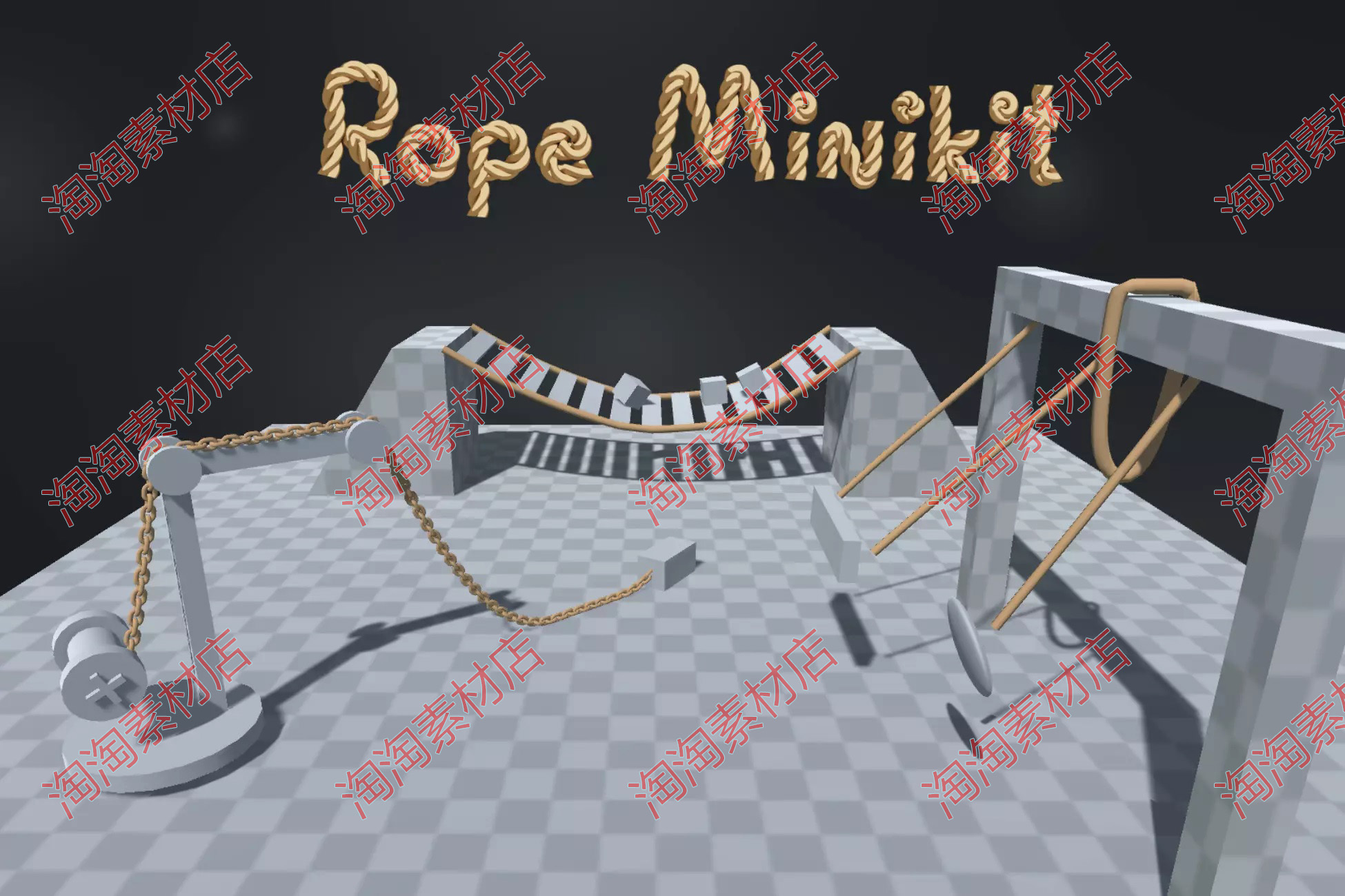 Unity3d Rope Minikit 2.0.0物理特性绳子索桥起重机秋千模拟-封面