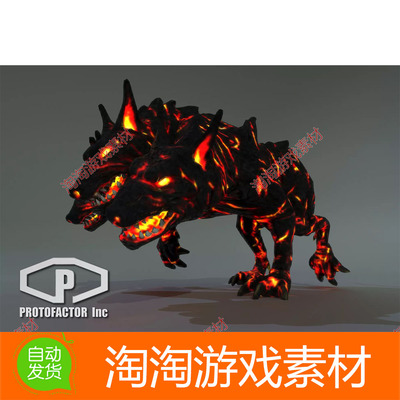 Unity3d CERBERUS 三头火犬 幻想地狱怪兽怪物动画模型素材资源