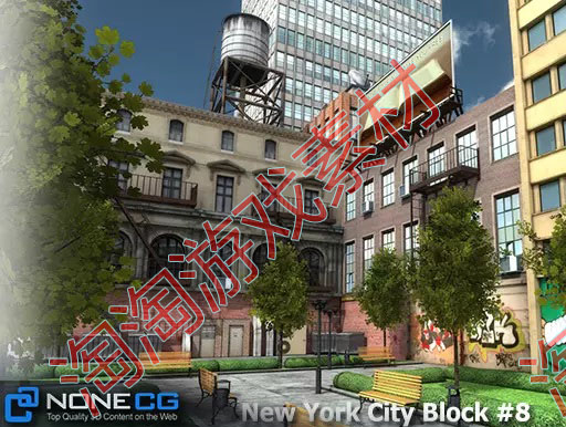 Unity3d NYC Block#8写实纽约街道场景高楼办公楼场景素材包