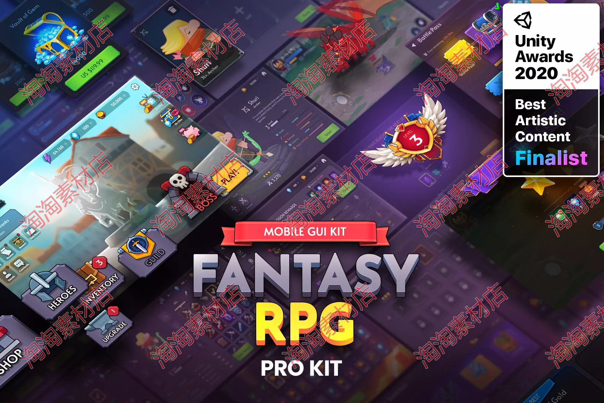 Unity GUI PRO Kit-Fantasy RPG 2.0.5 卡通奇幻游戏UI界面最新版