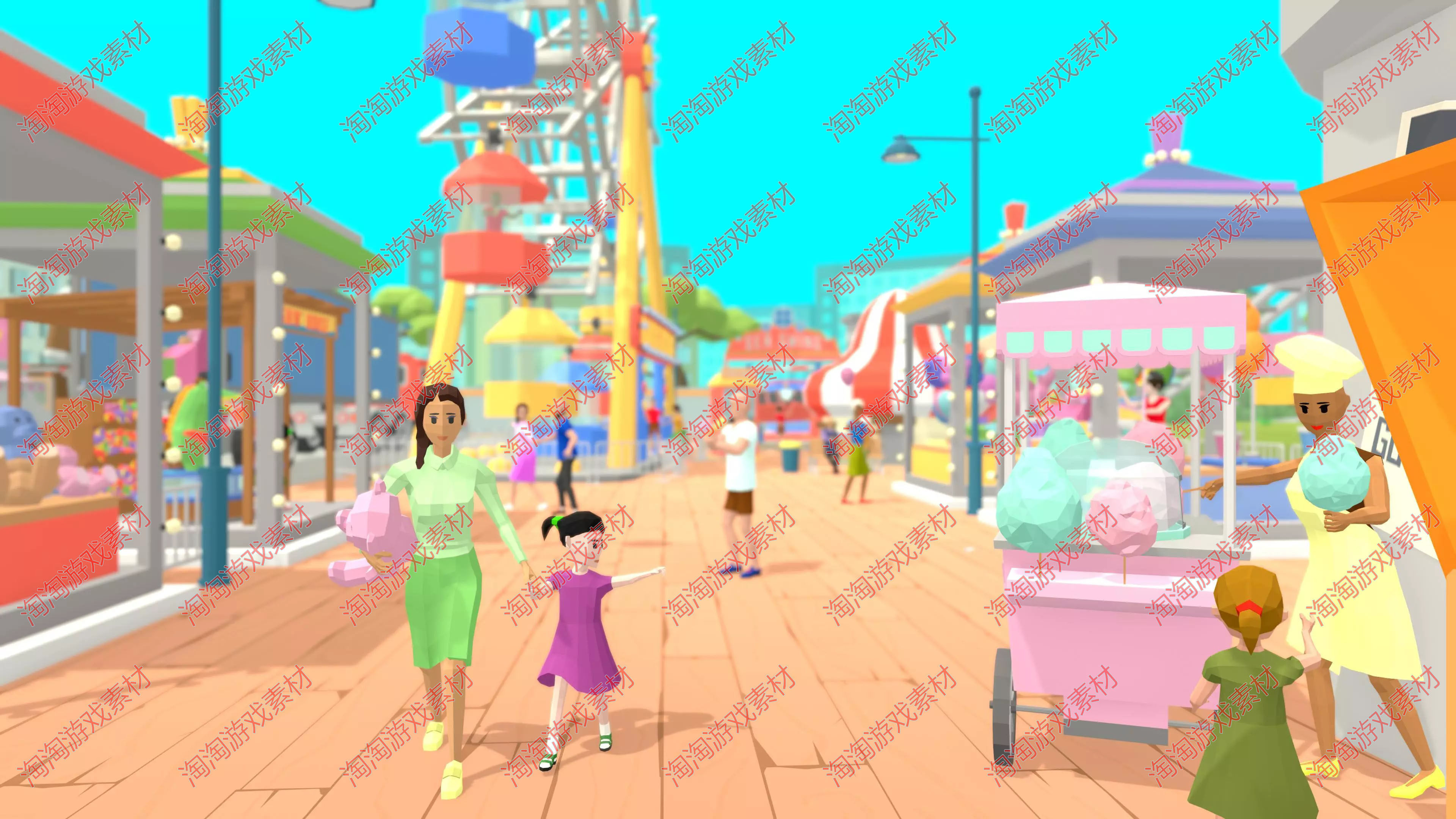 0卡通公园游乐园场景低多边形模型