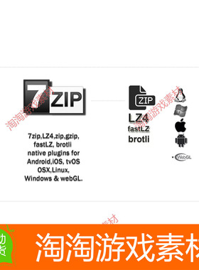 Unity3D 7Zip lzma LZ4 fastLZ zip/gzip brotli 2.8.1解压缩工具