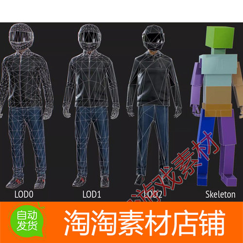 Unity3d Street Driver 1.0 人物角色街头司机摩托骑手头盔模型