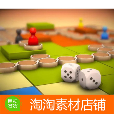 Unity FlatPoly Board Game Assets 1.0卡通棋盘游戏棋子骰子模型