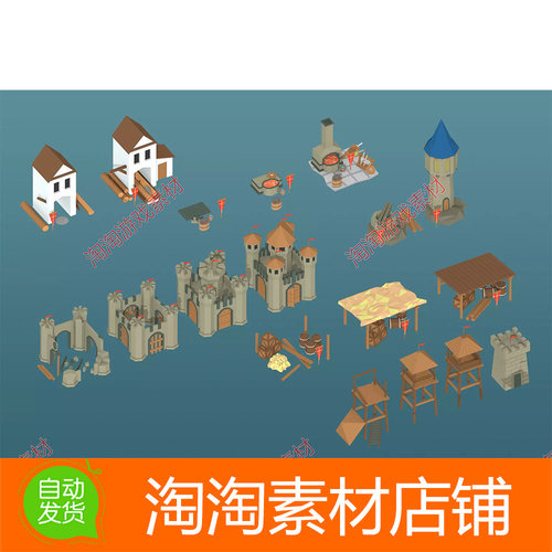 Unity Low Poly Medieval Buildings 1.0 卡通低模中世纪建筑素材