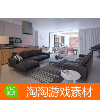 Unity3d Piano House Archviz 1.0 钢琴别墅家具室内场景模型素材