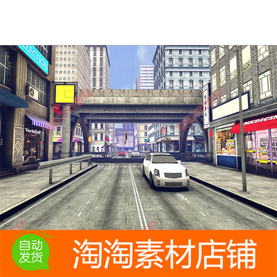 Unity3d Classic Downtown 1.0 城市商业街道场景模型