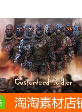 Unity3d PBR Customized Soldier 1.0 自定义士兵人物模型无动画